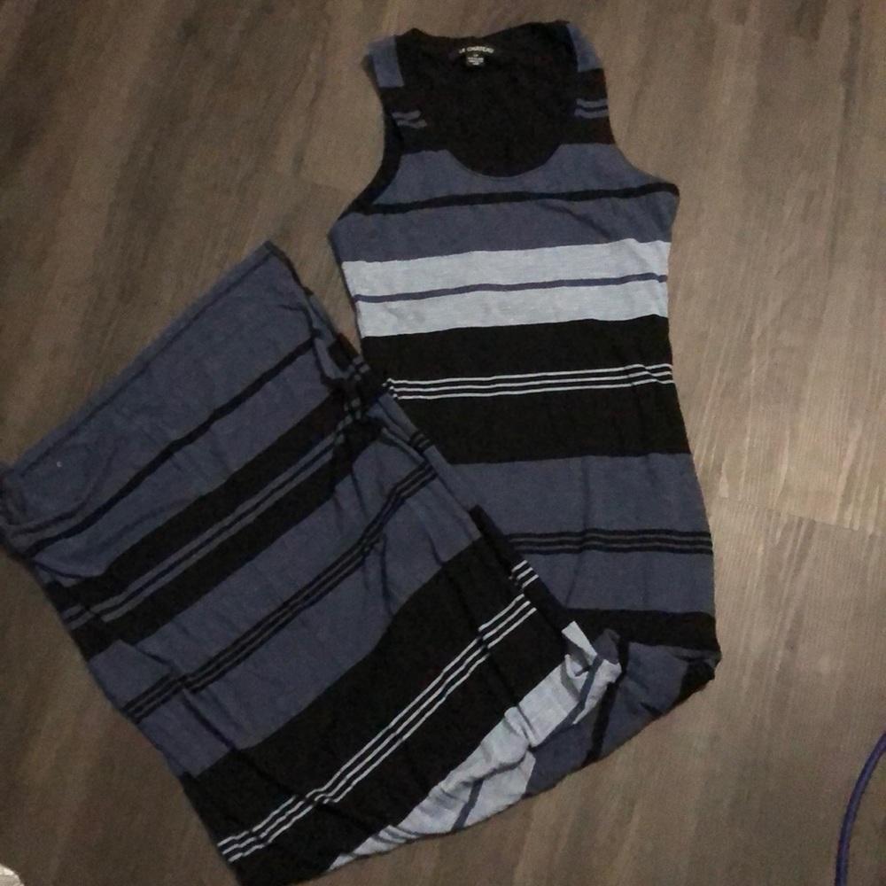 Le chateau maxi dress, blue stripe